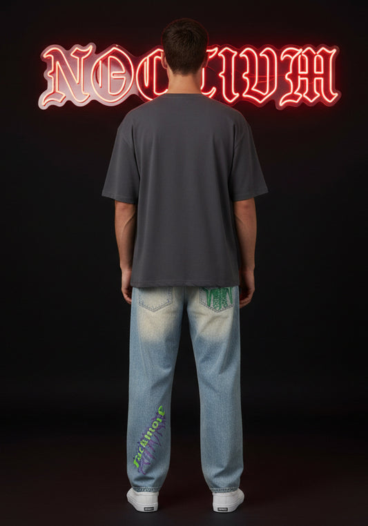“NOCTIVM: Cult of the Eclipse” - Faded Denim Jeans